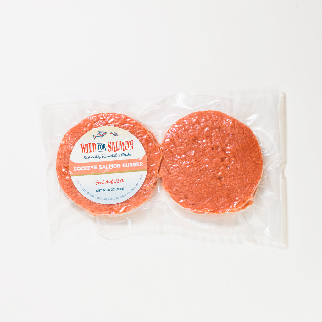 Unseasoned Sockeye Salmon Burgers